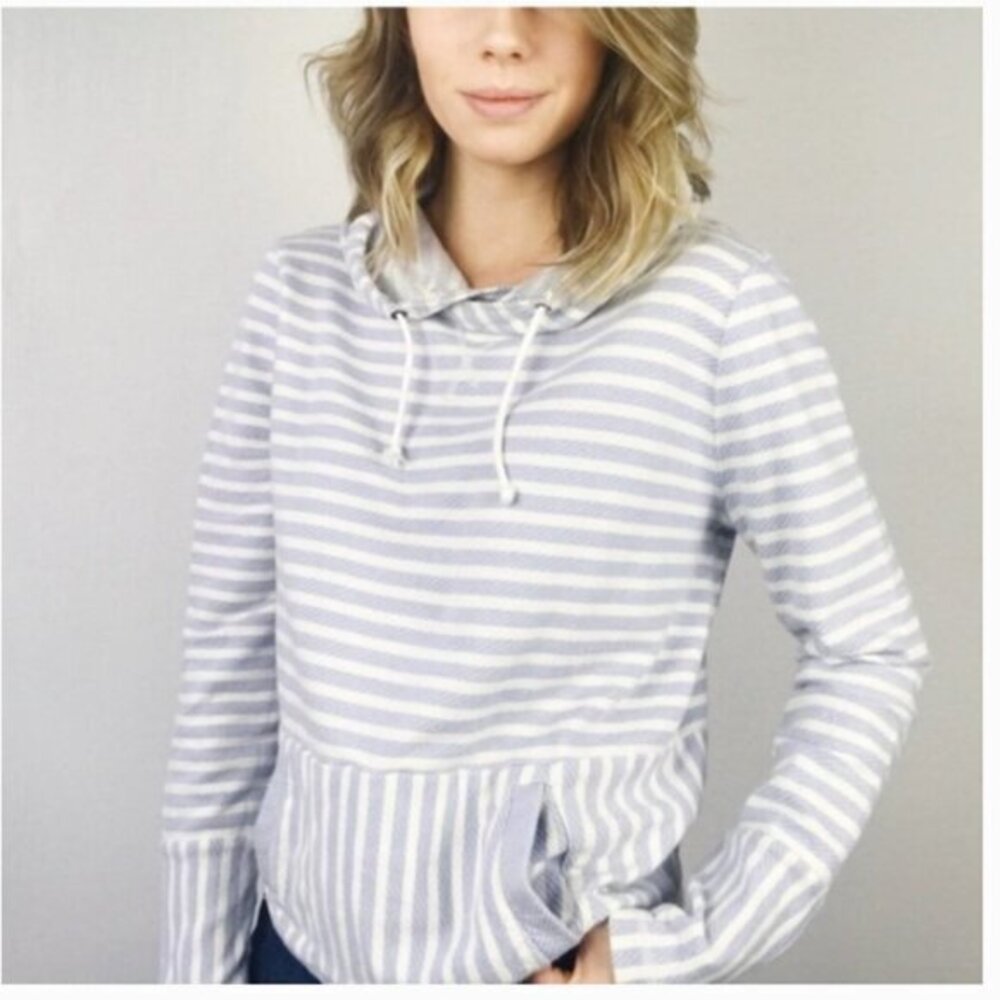 J. CREW Blue Flip Striped Nautical Hoodie Size Medium